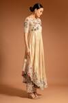 Sejal Kamdar_Beige Pure Satin Crepe Embellished Ajrak Floral And Anarkali With Pant  _Online_at_Aza_Fashions