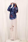 AK-OK_Blue Silk Collared Shibori Pattern Jacket _Online_at_Aza_Fashions
