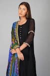 Shop_Devyani Mehrotra_Black Viscose Muslin Round Straight Kurta Set With Egyptian Print Dupatta _Online_at_Aza_Fashions