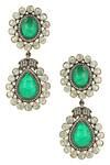 Ishhaara_Green Stone Emerald Doublet Earrings _Online_at_Aza_Fashions