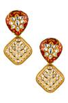 Ishhaara_Gold Plated Stones Oval Shaped Earrings _Online_at_Aza_Fashions