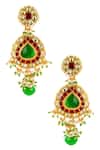 Ishhaara_Multi Color Stones, Beads, Zari Tear Drop Shaped Earrings _Online_at_Aza_Fashions
