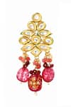 Ishhaara_Pink Pearls, Stones Flower Shaped Earrings _Online_at_Aza_Fashions