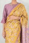 I am Design_Yellow Silk Ikat Ombre Saree _Online_at_Aza_Fashions