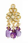 Ishhaara_Purple Pearls, Stones Embellished Earrings _Online_at_Aza_Fashions