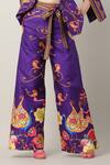 Limerick By Abirr N' Nanki Multi Color Sheeted Satin Blend Printed Floral Fern Pant Online at Aza Fashions Limerick By Abirr N' Nanki_Multi Color Sheeted Satin Blend Printed Floral Fern Pant _Online_at_Aza_Fashions