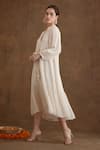 Nikasha_Cream Jamdani And Embellished Polka Dot Pattern & Tiered Dress _Online_at_Aza_Fashions
