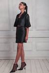 Couche_Black Tussord Tweed Woven Plain Shirt Collar Skirt Set  _Online_at_Aza_Fashions