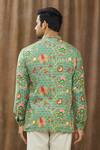 Shop_Siddhartha Bansal_Green Cotton Satin Floral Print Shirt_at_Aza_Fashions