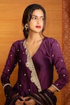 Shop_Deep Thee_Purple Chanderi Embroidery Zari V Neck Varna Hand Crossover Kurta Set _Online_at_Aza_Fashions