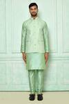 Arihant Rai Sinha_Green Embroidered Bundi And Kurta Set_Online_at_Aza_Fashions