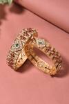 Swabhimann_Multi Color Stones Gold Embellished Bangles_Online_at_Aza_Fashions