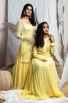 Kanj by Priyanka A Sakhuja_Yellow Georgette Embroidered Sequin Round Miyar Layered Kurta _Online_at_Aza_Fashions