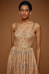 Neeta Lulla_Beige Embroidery Zari Sweetheart Neck Cara Fit And Flare Strappy Dress _Online_at_Aza_Fashions