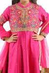 Rohit Bal_Fuchsia Chanderi Embroidered Anarkali Set For Girls_Online_at_Aza_Fashions
