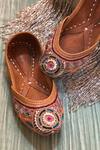 Cilwana Studio_Brown Multi Thread Pitta Work Juttis_Online_at_Aza_Fashions