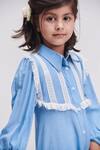LittleCheer_Blue Marshmallow Fringed Shirt Dress For Girls_Online_at_Aza_Fashions