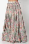 Archana Shah_Green Bemberg Satin, Blended Silk Printed Lehenga Set _Online_at_Aza_Fashions