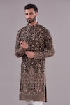Kasbah Black Georgette, Cotton Sequins, Embroidery Intricate Floral Vine Thread Kurta Online at Aza Fashions Kasbah_Black Georgette, Cotton Sequins, Embroidery Intricate Floral Vine Thread Kurta_Online_at_Aza_Fashions