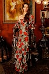 SANAM_Multi Color Georgette Satin Heline Pre-draped Ruffle Saree And Blouse Set_Online_at_Aza_Fashions