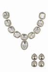 Ishhaara Silver Plated Stones Kundan Embellished Necklace Set Online at Aza Fashions Ishhaara_Silver Plated Stones Kundan Embellished Necklace Set _Online_at_Aza_Fashions