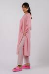 Tussah By Siddhi Shah Pink Cotton Checkered V Neck Solid Kurta With Pant Online at Aza Fashions Tussah By Siddhi Shah_Pink Cotton Checkered V Neck Solid Kurta With Pant _Online_at_Aza_Fashions