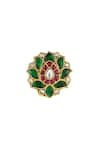 Ishhaara_Multi Color Stones Lotus Shape Embellished Ring _Online_at_Aza_Fashions
