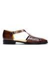 Amrit Dawani_Brown Plain Toe Oxford Sandals _Online_at_Aza_Fashions