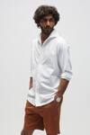 Terra Luna_White 100% Organic Handloom Cotton One Piece Collar Shirt _Online_at_Aza_Fashions