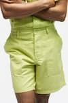 Terra Luna_Green 100% Organic Handloom Oxford Cotton Solid Scout Shorts _Online_at_Aza_Fashions