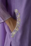 Kanika Sharma_Purple Kurta And Sharara  Chanderi Silk Embroidered Pearl Mandarin Placket Set _Online_at_Aza_Fashions