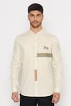 Lacquer Embassy_Green Cotton Embroidery Watling Shirt _Online_at_Aza_Fashions