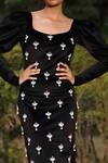 Zwaan_Black Velvet Stones, Pearls Scoop Neck Embellished Dress_Online_at_Aza_Fashions