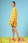 Marche_Yellow Cotton Silk Digital Print Shirt Dress_Online_at_Aza_Fashions