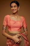 Neeta Lulla_Orange Brocade Zari, Embroidery Sweetheart Neck Mandala Zardozi Banarasi Saree _Online_at_Aza_Fashions