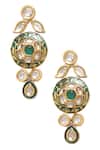 Buy_Minaki_Green Metallic Thread, Diamonds Meenakari Work Necklace Set _Online_at_Aza_Fashions