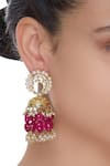 Buy_Just Shradha's_Gold Plated Artificial Stones Jhumka Chandbali Earrings _at_Aza_Fashions