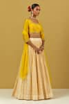 Ikshita Choudhary_Yellow Top Cotton Silk Printed Floral Patterns U Neck Skirt Set _Online_at_Aza_Fashions