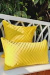 Throwpillow_Yellow Blend Of Cotton And Polyester Pleated Cushion Pillowcase _Online_at_Aza_Fashions