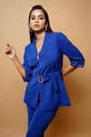 Buy_Ahi Clothing_Blue Imported Luxury Crepe Sleeve Embroidered Coat And Pant Set