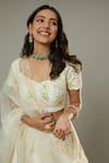 I Am Design_Ivory Raw , Organza French Vanilla Embroidered Bridal Lehenga Set _Online_at_Aza_Fashions