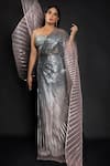 Buy_Amit Aggarwal_Silver Tulle, Jersey Stripes Sweetheart Metallic Ombre Winged Saree With Corset _at_Aza_Fashions