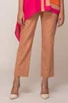 Ekavira_Pink Modal And Twill Champa Color Block Shirt & Iris Brown Pant Set _Online_at_Aza_Fashions