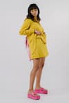 Tussah by Siddhi Shah_Yellow Cotton Plain Collared Neck Solid Back Tie-up Shirt And Shorts Set  _Online_at_Aza_Fashions