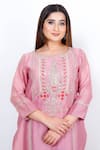 Geetika Jain_Purple Kurta Pure Chanderi Embroidered Cut Dana Round Straight Set  _Online_at_Aza_Fashions