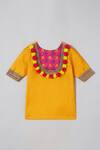 Byb Premium_Yellow Cotton, Silk, Chiffon Pom-poms, Embroidery, Tassels Kurta Salwar Set _Online_at_Aza_Fashions