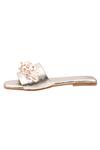 Adorn My Wish_Gold Embellished Pearl And Shell Flats _Online_at_Aza_Fashions