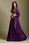 Two Sisters By Gyans_Purple Georgette Pleated Lehenga Set_Online_at_Aza_Fashions