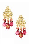 Buy_Ishhaara_Pink Pearls, Stones Flower Shaped Earrings _Online_at_Aza_Fashions