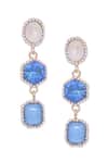 Shop_Ishhaara_Blue Crystals Geometric Shape Stone Embellished Earrings _Online_at_Aza_Fashions
